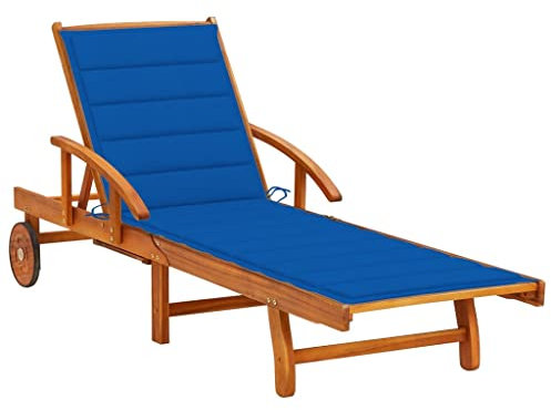 vidaXL Chaise Longue de Jardin avec Coussin Chaise Longue d'Extérieur Bain de Soleil de Patio Transat de Terrasse Piscine Balcon Bois d'Acacia Massif
