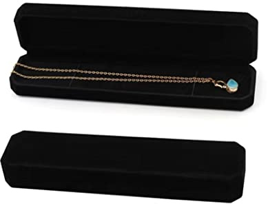 1pc Black Velvet Bracelet Box & Chains - Rectangle Necklace & Pens Gift Box for Women & Men