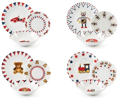 Excelsa Toy History Serivzio 12 Piatti, Porcellana, 4 Persone