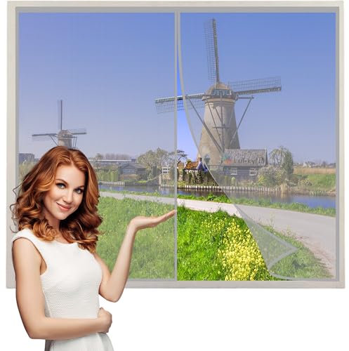 Magnetic Screen Door 50x95cm Grey Insect Protection Magnetic Fly Curtain with Powerful Magnets and Full Frame Magic Tape -for Balcony/Living Room/Patio Door