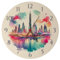 speecheese Dubai Wanduhr Stadt Skyline Uhr Orient Flair mit Wahrzeichen Wolkenkratzer Architektur Dekorative Naher Osten Wanddeko
