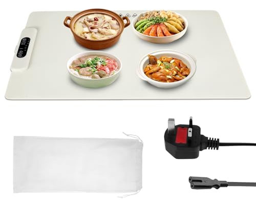 VAVPUP Piastra riscaldante per alimenti con 3 timer e 3 impostazioni di temperatura, piastra riscaldante pieghevole portatile per tenere al caldo o scongelare, vassoio in silicone per scongelare le