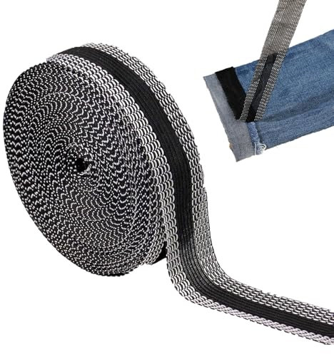 DAAIZIII 10m Saumband Zum Aufbügeln,Saumband,Bügelband Für Vorhänge,Bügelband Hose Kürzen,Für Hosen, Kleidung, Stoffe (Schwarz, 2,5cm Breit)