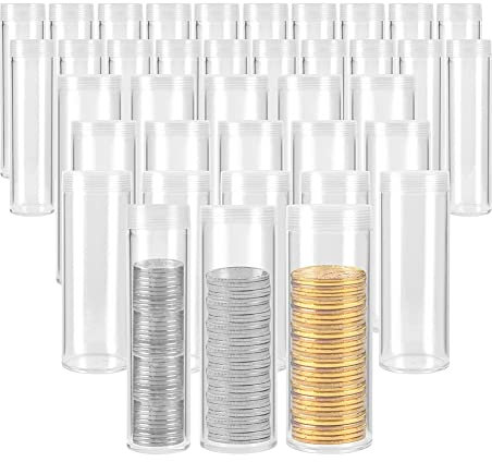 Muuoeou Münzaufbewahrungsröhren in Verschiedenen Größen, Durchsichtige Münzröhren Aus Kunststoff, Münzsammelzubehör