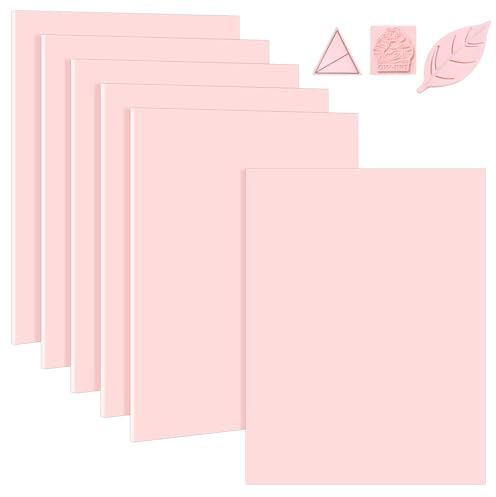 6 Pack 8x10 Large Rubber Carving Blocks for Stamp Making, Printmaking & Block Printing, Soft Pink Carving Sheets for DIY Crafts, Art Projects, Craft Supplies for Beginners & Artists Professionals