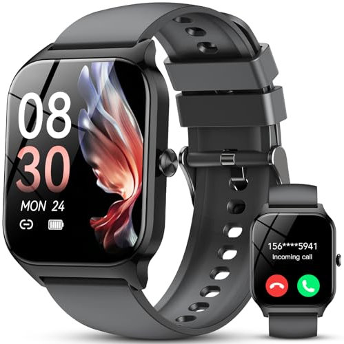 Montre Connectée Homme Femme,1.85 HD Smartwatch avec Appels Bluetooth,115+ Sportifs Modes Montre, IP68 Étanche, Moniteur Sommeil, Fréquence Cardiaque,Podometre pour Android iOS Noir, Noir Brillant