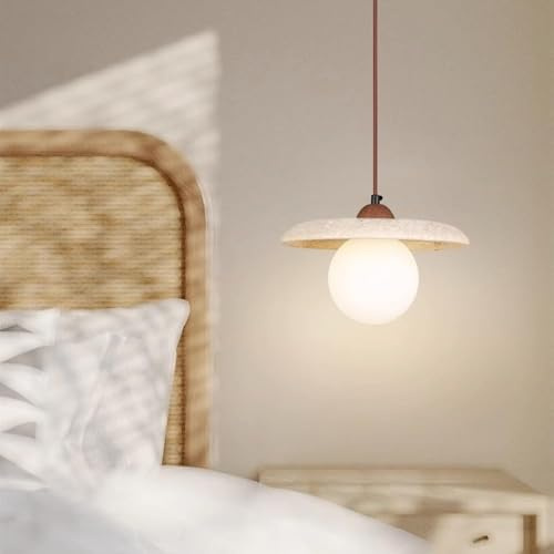 Garden parasols Modern Pendant Light Opal Glass Ball Bulb Vintage Marble Hanging Ceiling Lamp Farmhouse Rustic Natural Stone Light Wood Chandelier for Dining Room Bedroom Kitchen Island