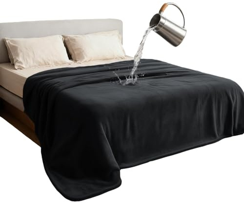 BUERPINKING Couverture imperméable, couverture d'amour pour couples, amoureux, adultes et enfants, tapis réutilisable, couverture d'extérieur, couverture de voyage pour lit, canapé, siège auto, Noir