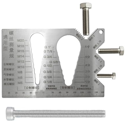 Calibrador De Rosca | Herramienta De Medición De Tornillos,Medidor de Paso Métrico para Construcción Bricolaje Ingeniería y Fontanería