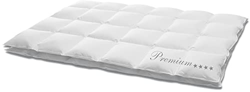 Hanskruchen® Premium **** Sommer Daunendecke 155x220 cm - LEICHT - Made in Germany Kassettendecke mit 100% Daunen - Allergiker geeignet in fünf Wärmestufen
