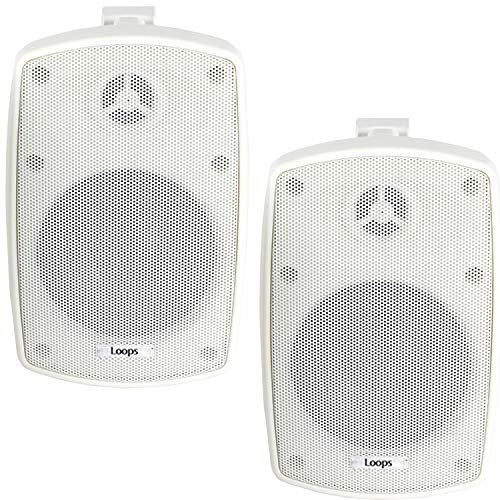 2x 4 60W White Outdoor Rated Speakers 8 OHM Weatherproof Wall Mounted HiFi