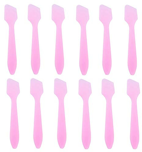 Lot de 100 cuillères jetables en plastique pour le visage - 8 cm - Cuillère à crème pour le visage - Mini cuillère - Mélangeur - Applicateur de maquillage - Outil de beauté (rose)
