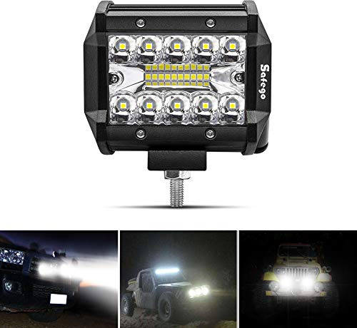 Safego Faro da lavoro a LED, 4 pollici, 60 W, 12 V, 24 V, 6000 lm, per auto, fuoristrada, impermeabile, IP67, luce di lavoro per trattore, camion, escavatore, SUV, UTV, ATV, 4 x 4