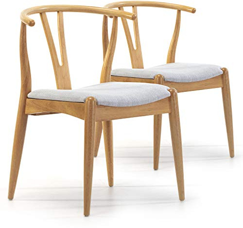 VS Venta-stock Pack 2 sillas Rustic Color Roble, Madera Maciza, 55 cm (Largo) 54,5 cm (Profundo) 76 cm (Alto)