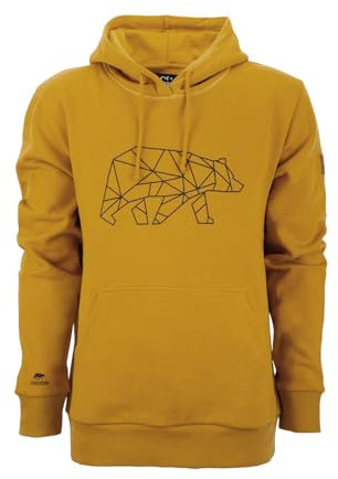 FORSBERG Pettarson Herren Hoodie mit Bärenlogo | Skandinavisch inspirierter Kapuzenpullover | All-Year Kollektion | Freizeit, Handwerk, Outdoor, Farbe:gelb, Größe:S