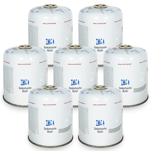 Z.M.C 7X Gaskartuschen 450g, Propan/Butan Gas 900ml, Gaskartusche EN417, Eurogewinde Schraubgewinde Anschluss, Schraubkartusche für Unkrautbrenner, Universal Druckgasdose mit Schraubventil
