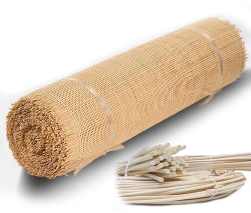 RHUIRKF Natural Ratán Rollo para Muebles, 70cm de Ancho Natural Caña Correas Hoja de Malla Abierta, Natural Tejido Tela Rollo de Caña Ratán Material para Silla Gabinete Bricolaje(35x100cm)