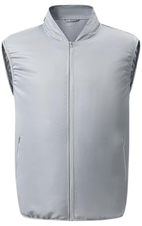 Meichoon kylväst bärbar luftkonditionering väst justerbar vindhastigheter idealisk för utomhusarbete och aktiviteter, Grå, 3XL-4XL