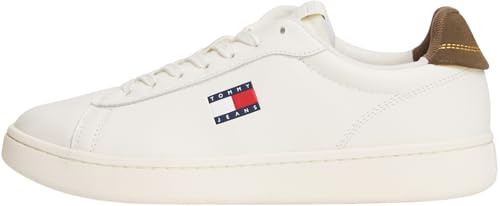 Tommy Jeans Uomo Sneakers con Suola Preformata Archive '98 in Pelle, Multicolore (Ivory/Homestead), 46