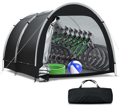 Outdoor Storage Tent - Bike Tent Waterproof, Upgraded Larger 6.6x8.0x5.6ft Garage Shelters, Bicycle Tent Sheds with Dual-Doors for Motorcycle, Lawn Mower, Garden Tools, Bike Storage/Bike Sheds - Large