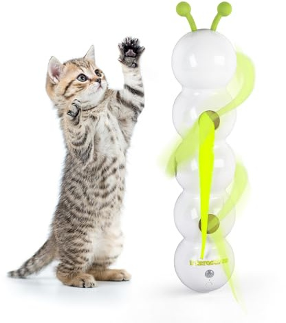 ALL FOR PAWS Interactive Cat Feather Toy, Automatic Fluffy Tail Teaser with Motion Sensor,Whack a mole Cat Toy, USB Rechargeable, Suction Cup for Stable Play, Perfect for Indoor Cats