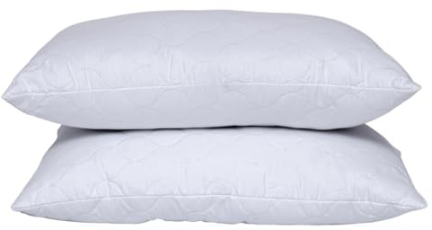 HIGH TAG Hotel Pillows 2 Pack – Quilted Bed Pillows with Pinsonic Microfibre Cover & Hollowfibre Filling | Hypoallergenic, Washable, Soft Yet Firm Support for Side, Back & Stomach Sleepers 50x75cm