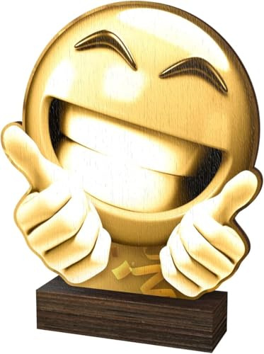 Trophy Monster Wooden Classic Sierra Emoji Thumbs Up Trophy Antique Gold | Made from Sustainable Printed 8mm Thick Birch Plywood | Size (175mm)