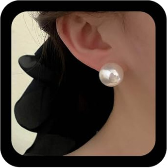 Enautoabs Boho Orecchino a Perla Grande Bianca Orecchino Vintage a Perla Orecchini a Perle Carino Orecchini Da Matrimonio Perle Finte Perline Gioielli Per Donna