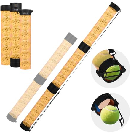 NEEWER Ball Retriever Tube Hopper for Tennis Balls & Pickleballs, Detachable Section No Bending Pickup Picker Upper Collector with Stopper & Shoulder Strap