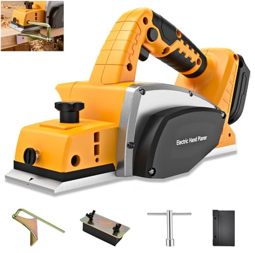 Pialla manuale senza fili per batteria De-walt da 20 V, pialla elettrica per legno da 8,6 cm, 15000 giri/min, con regolazione della profondità e blocco di sicurezza, pialla portatile con motore