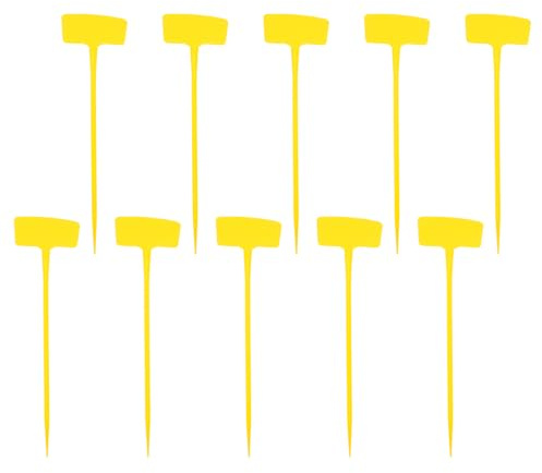 Tofficu Lot de 10 ÉTiquettes De Jardin En Plastique Jaune ÉTiquettes À Planter InclinéEs Pour Identifier Fleurs Herbes Et LéGumes Piquets De Jardin ExtéRieur RéSistants Aux IntempéRies