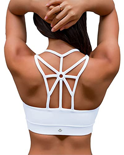 YIANNA Padded Sports Bra for Women Elastic Breathable Wireless High Impact Running White Yoga Bra Top S 139