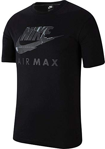 NIKE Men's NSW Air Max T-Shirt (UK, Alpha, M, Regular, Regular, Black)