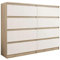Framire R-140-S8 Kommode in Eiche Sonoma Mix Weiß, Kommode mit 8 Schubladen, Schrank für Schlafzimmer, Wohnzimmer, Bad, 140 x 98 x 40 cm