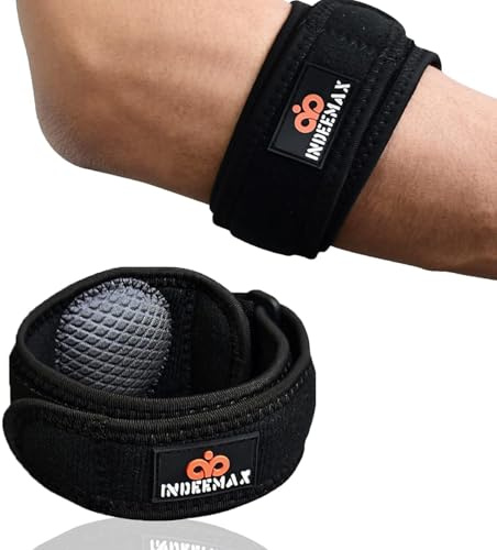 INDEEMAX Tennis Elbow Support Strap 2Pack, Golfers Elbow Support for Pain Relief Tendonitis, Adjustable Elbow Brace Forearm Band with Compression Pad, Elbow Support for Men Women