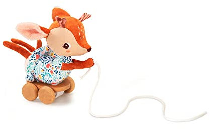 Lilliputiens - Nachziehspielzeug Stella das Reh - Perfekter Begleiter für Babys erste Schritte - Klang- und Tastsinn förderndes Spielzeug mit klingendem Kopf und beweglichen Rädern-Ab 12 Monaten-83328