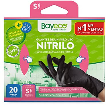 Bayeco Unisex Schwarze Nitrilhandschuhe, S