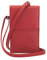 Josephine Osthoff Handy Umhängetasche mit Karten- und Sichtfach, handgemacht aus 100% Echtleder, Crossbody Schultergurt, stabile Magnetknöpfe, Farbe:Kirsche