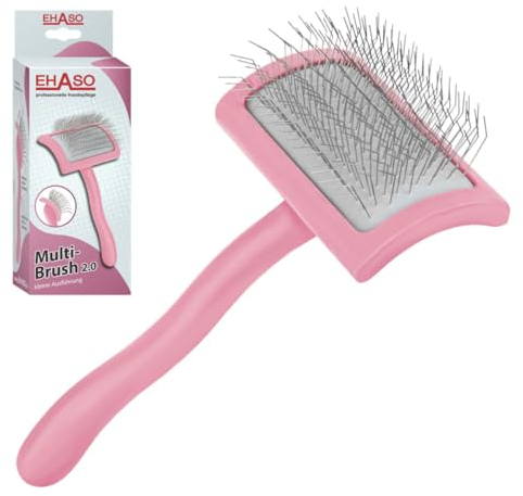 EHASO Hochwertige Hundebürste Multibrush pink, medium Ausführung | Entfernen Sie mühelos und schmerzfrei das lose Haar Ihres Hundes mit unserer Premiumbürste für Hunde | Geeignet für alle Felltypen