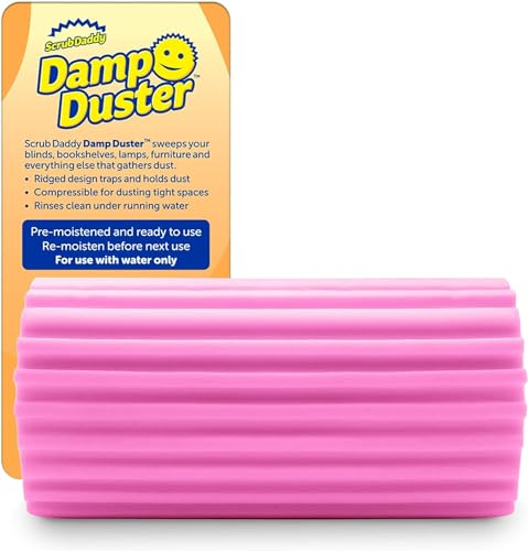 Scrub Daddy Damp Duster Rosa, Staubwedel waschbar, Reinigungsgeräte Haushalt, Staubschwamm für Holzjalousien, Heizkörper, Fußleisten, Spiegel & Spinnweben, Putzschwamm antistatisch für Staub