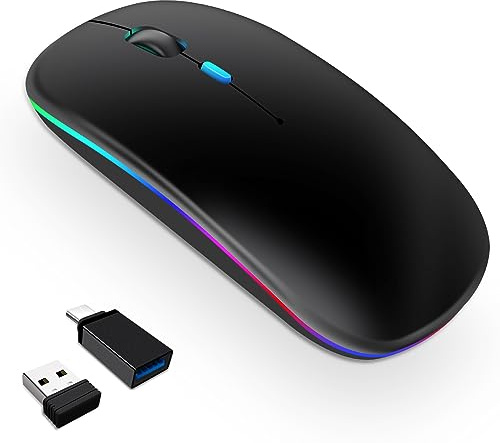 Vickey led Bluetooth-mus för bärbar dator, trådlös mus och 2,4 GHz USB-mus för datorer