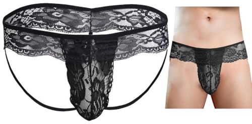 VemeFufu Perizoma Jockstrap per uomo sexy Suspensorio Pizzo Perizoma Slip Intimo Thong Sportivo Atletico Slip Traspirante Filo Elastico Mankini Maschio 1 Pezzo Nero, 1 confezione A. Nero, Taglia unica