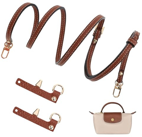 GADITIEK Strap for Longchamp Mini Bag, Brown Adjustable Straps for Crossbody Handbags, Leather NO Punch Strap for Long Champ Bag