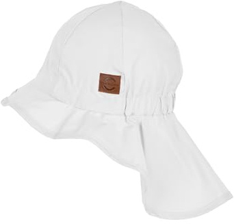 Mikk-line Solhatt baby UV skydd 50 nackskydd – babysolhatt 12–18 månader – skärmmössa barn för flickor och pojkar – lätt sommarmössa för optimalt skydd – andningsbar och bekväm, Vit Svan, 47