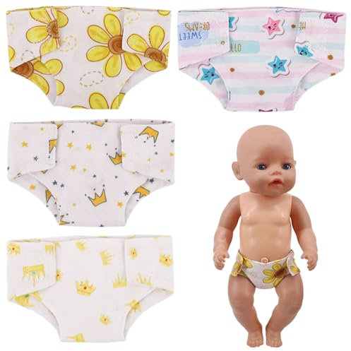 4 Stück Puppenwindeln, Puppenzubehör Windel, Puppen Windeln, Stoffwindeln Puppe, Wiederverwendbare Wickeltasche Mini-Babywindeln, Puppenwindeln Für Baby Puppen, Für 18-Zoll-Babypuppen-Wickeltasche
