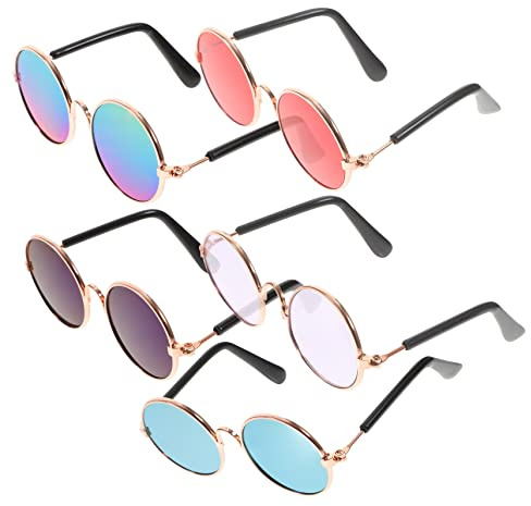 ROMISBABA 5Piezas Gafas De Sol para Mascotas Gafas Chic para Perros y Gatos Protección Ocular Atractiva y Divertida Accesorios De Moda para Fotografía y Paseos Al Aire