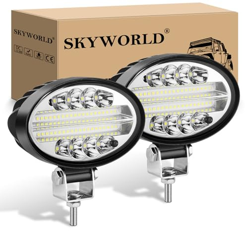 SKYWORLD 2 Pcs Ovale Faro da Lavoro LED, 5.5 14cm 20W Spot Flood Luci di Lavoro Fuoristrada 12V 24V, Fari di Profondità, Faretto Fendinebbia per Auto Trattore Escavatore Camion SUV ATV 4x4