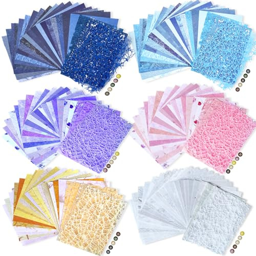 156 Sheets Textured Scrapbook Paper & Mesh Assorted Set with 30 Buttons | 6 Colour Collections: Scrapbook Supplies & Decoupage Paper Sheets for Card Making, Scrapbooking, Junk Journals & DIY Collage