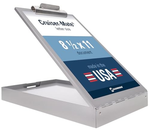 Saunders Cruiser Mate Metal Clipboard with Storage, Dual Tray Aluminum Nursing Folio, Heavy Duty Form Holder for Police & Work, Letter Size Privacy Box with Self-Locking Latch, Silver