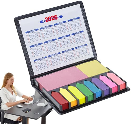 Cuadernos adhesivos, cuaderno adhesivo - Juego de anotación creativa | Juego de papelería para cajas de notas de cuero PU, bloc de notas para índices de colores, tarjetas de banderas para archivos